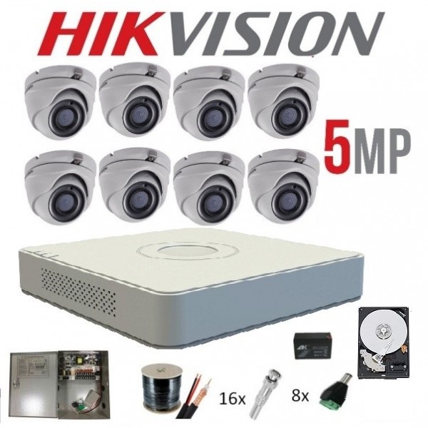 Festival entity Absolutely Kit complet 8 camere supraveghere interior 5MP TURBOHD HIKVISION 20 m IR,  sursa backup, accesorii, HDD 2 TB - Rovision - Camere Supraveghere, Sisteme  Alarma, Video Interfoane