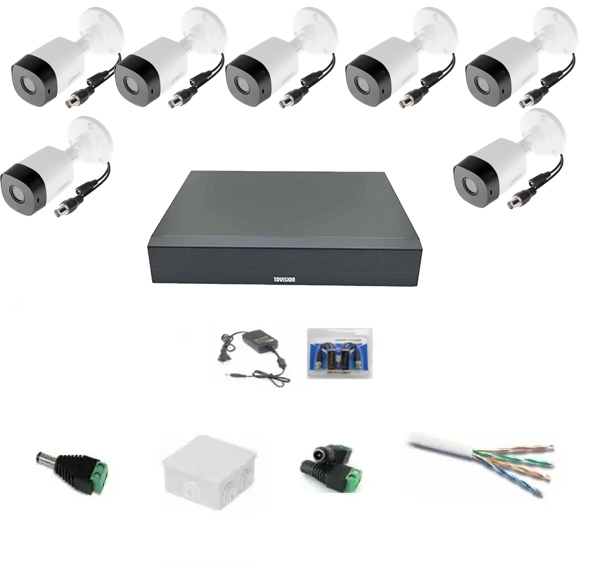 Sistem supraveghere exterior AHD 1080p 8 camere full HD 20m IR, DVR 8 canale, accesorii [1]
