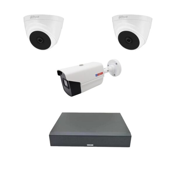 Kit supraveghere video mixt 3 camere, 1 exterior 2MP full hd, IR 40m, 2 interior 2MP, IR20m [1]