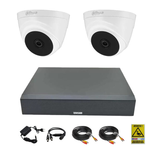 Kit supraveghere video 2 camere profesionale 2 MP 1080P full hd, IR 20m, accesorii [1]