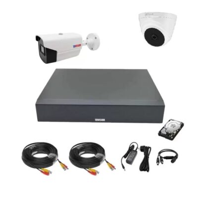 Sistem supraveghere mixt 2 camere, 1 exterior 2MP 1080P full hd IR 40m si 1 interior 2MP IR20m, DVR 4 canale, accesorii, HDD 500GB [1]
