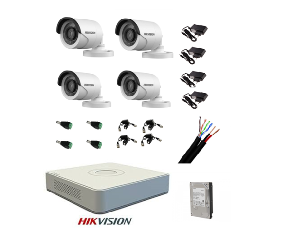KIT 4 CAMERE  SUPRAVEGHERE HIKVISION 720P EXTERIOR COMPLET HARD 1TB [1]