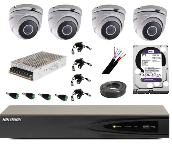 Kit complet 4 camere supraveghere Hikvision interior TURBO HD 3MP 20m  hard WD 2TB [1]