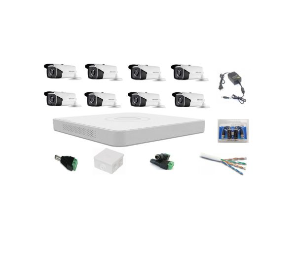 Kit complet sistem supraveghere exterior profesional HIKVISION cu 8 camere video 3MP TURBO HD, IR 40m [1]