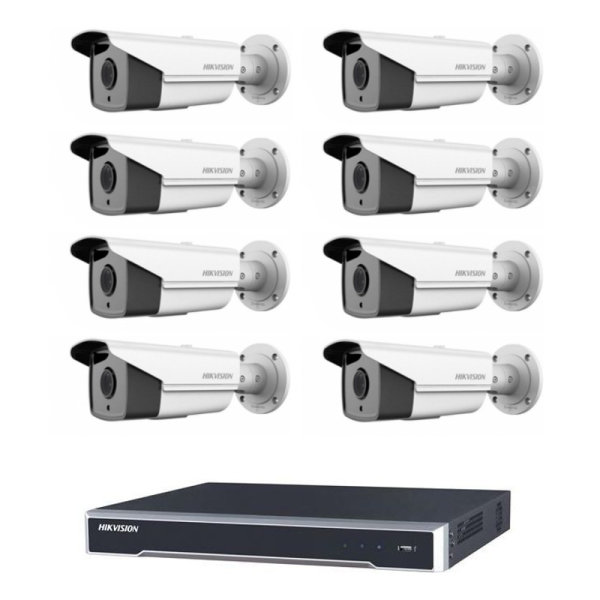 Kit profesional supraveghere video IP cu POE Hikvision 5MP 8 camere rezolutie 4K, NVR Hikvision 8 canale [1]