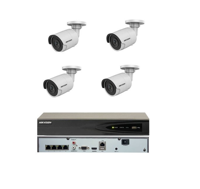 Kit supraveghere IP profesional Hikvision 5MP IR30m POE, NVR 4 canale - - Camere Supraveghere, Sisteme Alarma, Video Interfoane