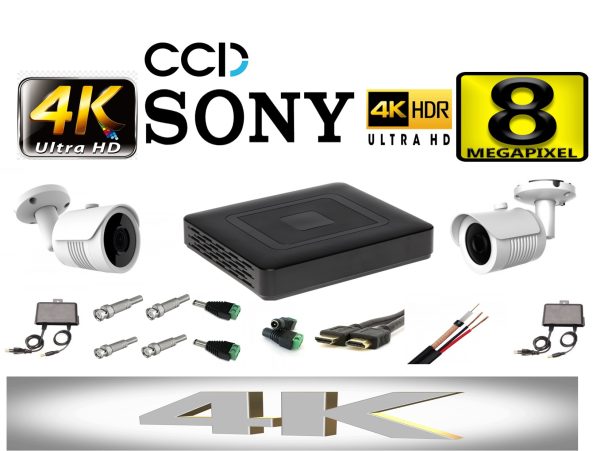 Kit supraveghere video profesional tehnologie 4K 2 camere ROVISION de 8MP  25m IR lentila Sony Starvis  2.8mm, full accesorii [1]
