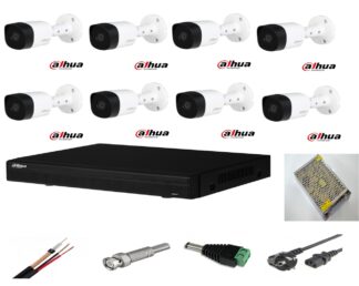 Sistem supraveghere video exterior 8 camere Dahua 2MP, DVR Dahua, accesorii incluse full [1]