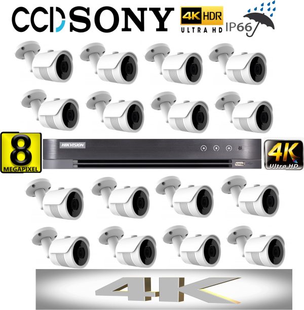 Sistem supraveghere video profersional tehnologie  4K cu 16 camere ROVISION de 8MP 25m IR lentila Sony  2.8mm,  DVR Hikvision [1]