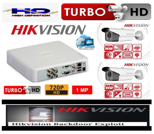 Sistem supraveghere video  profesional de exterior 2 camere Hikvision Turbo HD  80m IR si 40m IR, DVR 4 canale [1]