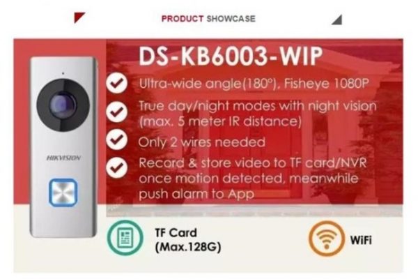 Sonerie inteligenta video wireless Hikvision DS-KB6003-WIP [1]
