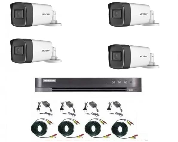 Sistem supraveghere video Hikvision 4 camere 2MP Turbo HD IR 80 M si IR 40 M  cu DVR Hikvision 4 canale, full accesorii [1]