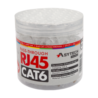 Mufa RJ-45 UTP Cat.6 EZ Passthrough, 50u (100 buc) RJ45-CAT6-EZ-50U-JAR [1]