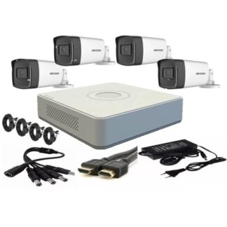 Kit Supraveghere - Kit supraveghere video Hikvision 4 camere 2MP FULLHD 1080p IR 40m  + accesorii instalare , HDD 500GB