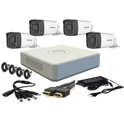 Kit supraveghere video Hikvision 4 camere 2MP FULLHD 1080p IR 40m  + accesorii instalare , HDD 500GB [1]