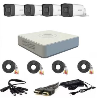 Kit Supraveghere - Sistem  supraveghere video Hikvision 4 camere 2MP  FULLHD 1080p IR 40m  + accesorii instalare