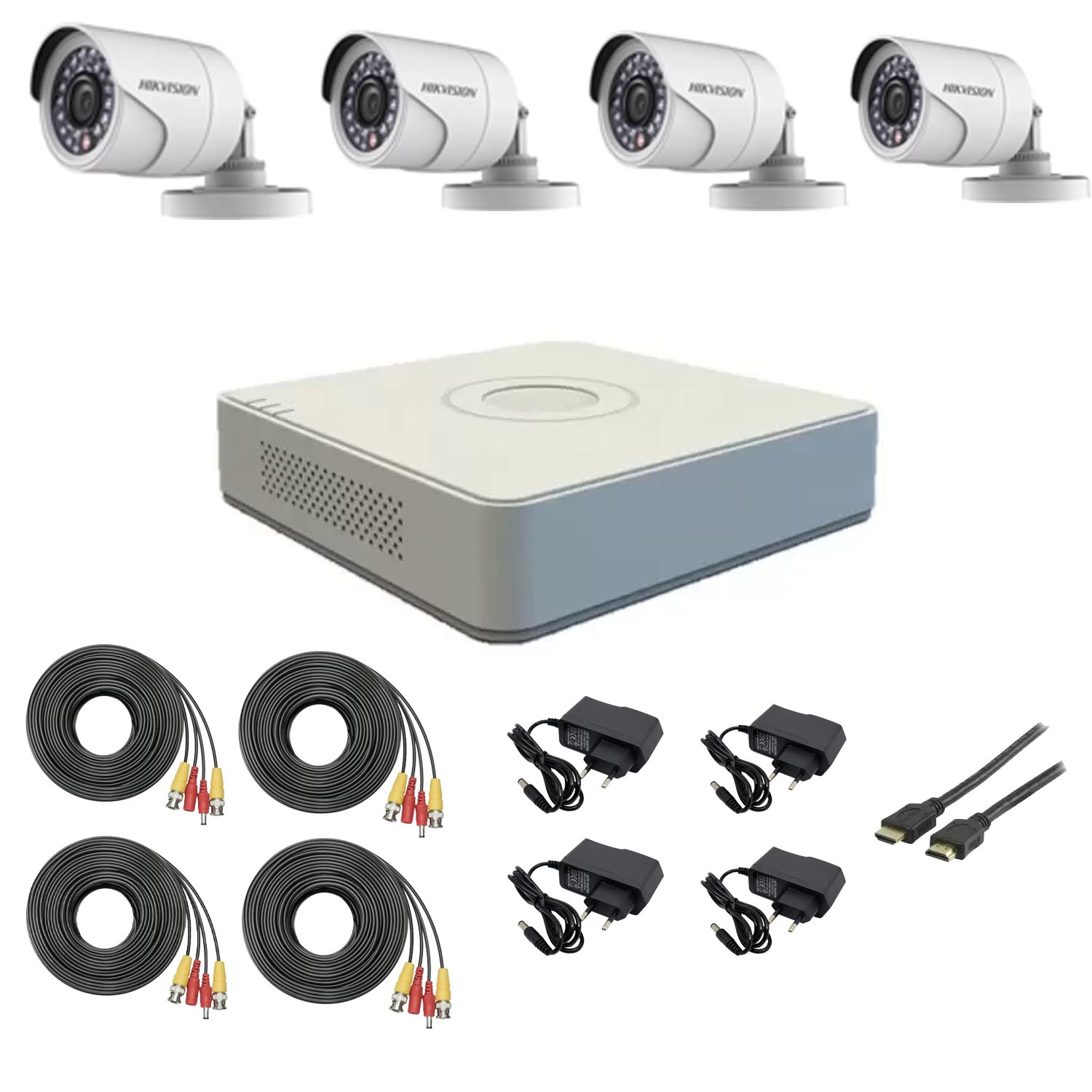 poultry cling Onlooker Kit supraveghere video 4 camere Hikvision exterior 20m IR, accesorii  incluse, soft telefon mobil , CABLU HDMI CADOU - Rovision - Camere  Supraveghere, Sisteme Alarma, Video Interfoane