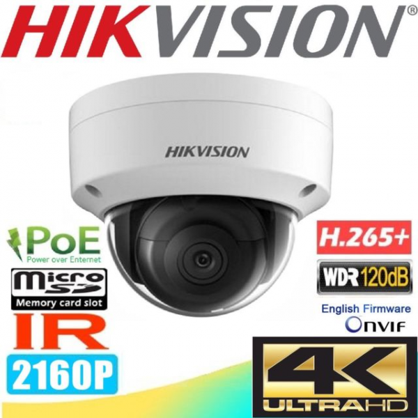 Camera IP Hikvision 8 MP, IR 30m, intrare/iesire audio, H265+, PoE, DS-2CD2185FWD-IS [1]