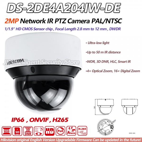 Camera supraveghere mini speed dome POE   Hikvision 2MP tehnologie IP DS-2DE4A204IW-DE IR50m  4 x zoom optic 16x zoom digital [1]