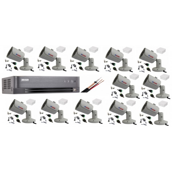 Kit supraveghere profesional  tehnologie 4k cu 12 camere 8MP Rovision cu IR25m ,DVR Hikvision, toate accesoriile, live internet [1]