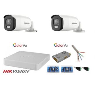 Kit supraveghere Hikvision - Sistem supraveghere Hikvision 2 camere 5MP Ultra HD Color VU full time color noaptea DVR 4 canale