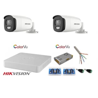Sistem supraveghere Hikvision 2 camere 5MP Ultra HD Color VU full time color noaptea DVR 4 canale [1]
