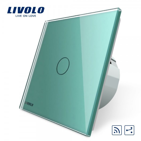 Intrerupator cap scara / cap cruce wireless cu touch Livolo din sticla verde [1]