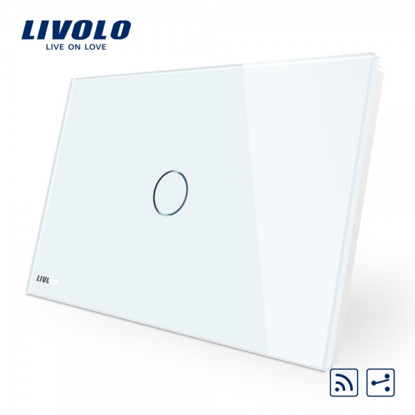 Intrerupator cap scara/cruce wireless cu touch Livolo din sticla – standard italian alb [1]