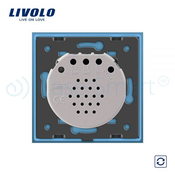 Intrerupator cu revenire Livolo cu touch din sticla albastru [1]
