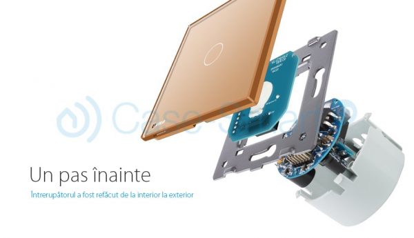 Intrerupator cu revenire Livolo cu touch din sticla albastru [1]