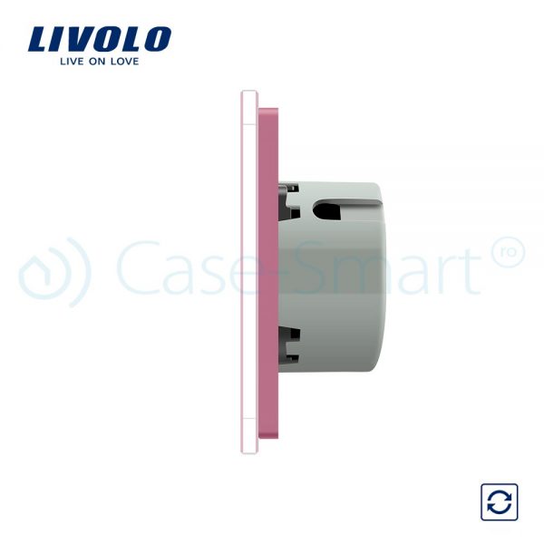 Intrerupator cu revenire Livolo cu touch din sticla roz [1]