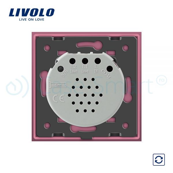 Intrerupator cu revenire Livolo cu touch din sticla roz [1]