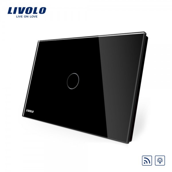Intrerupator cu variator wireless cu touch Livolo din sticla – standard italian negru [1]