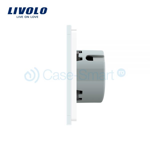 Intrerupator dublu cap scara / cap cruce cu touch Livolo din sticla alb [1]