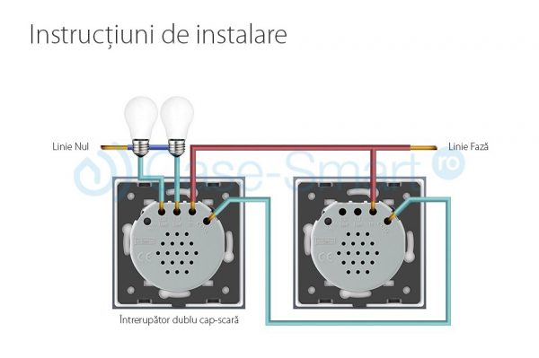 Intrerupator dublu cap scara / cap cruce cu touch Livolo din sticla auriu [1]