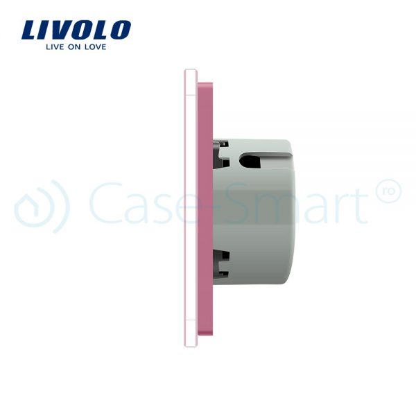 Intrerupator dublu + dublu cu touch Livolo din sticla roz [1]