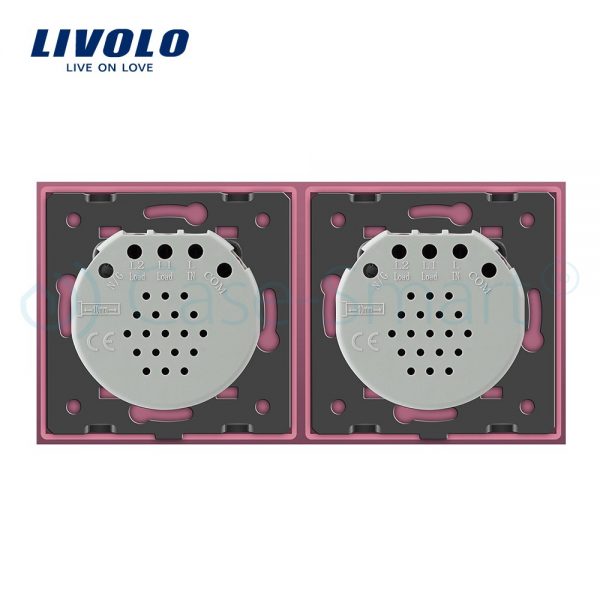 Intrerupator dublu + dublu cu touch Livolo din sticla roz [1]