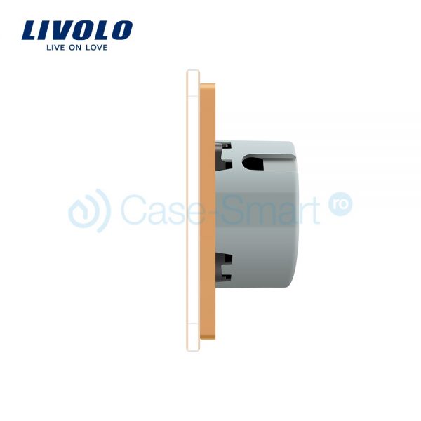 Intrerupator dublu + simplu cu touch Livolo din sticla auriu [1]