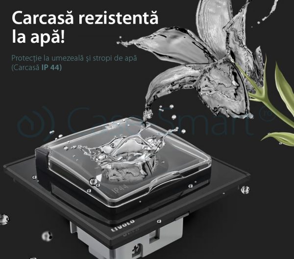Priza simpla Livolo cu rama din sticla si capac de protectie rezistent la apa verde [1]