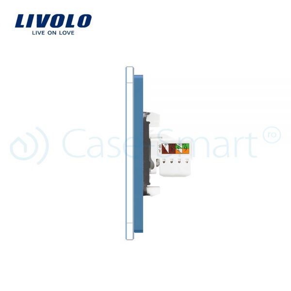 Priza tripla Livolo cu rama din sticla 2 prize simple+TV/internet [1]