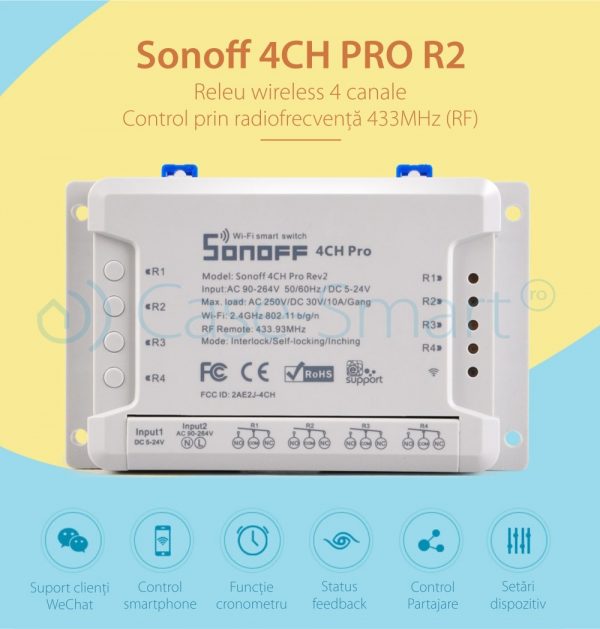 Releu Wireless 4 canale Sonoff 4CH Pro R2 – model 2018 roz [1]