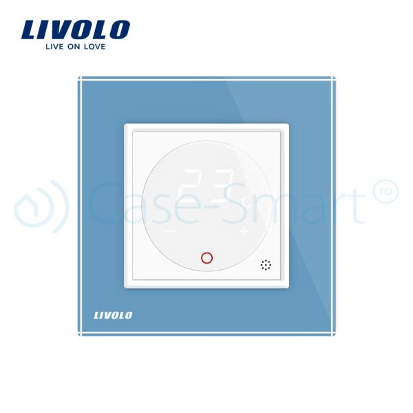 Termostat Livolo pentru sisteme de incalzire electrice albastru