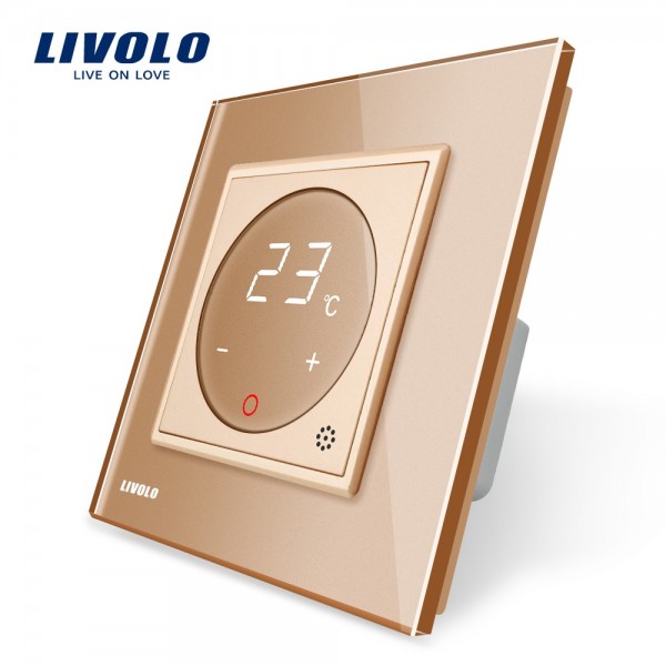 Termostat Livolo pentru sisteme de incalzire electrice auriu