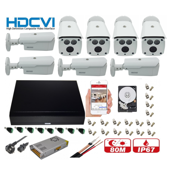Kit supraveghere video profesional 8 camere Rovision 2MP IR 80m , accesorii incluse, HDD 1TB [1]