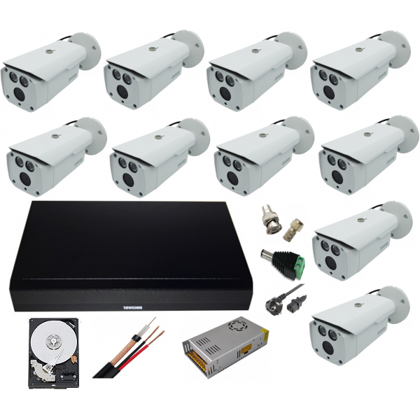 Kit  supraveghere  profesional 10 camere Full HD Rovision  2MP IR 80m , accesorii incluse, HDD 1TB, DVR 16 canale 5MP [1]