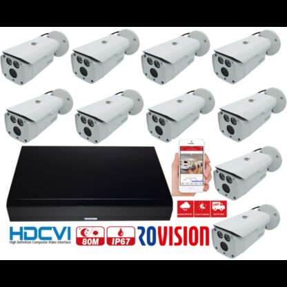 Kit  supraveghere video profesional 10 camere Rovision 2MP IR 80m ,  DVR 16 canale 5MP, IP67 [1]
