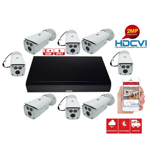 Kit  supraveghere video profesional 8 camere Rovision 2MP IR 80m, DVR 8 canale 5MP [1]