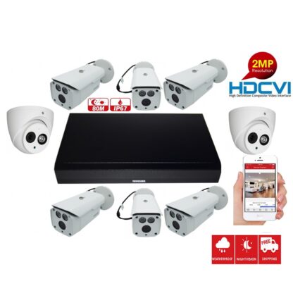 Kit supraveghere video profesional mixt 8 camere Rovision 2MP IR 80m si IR 50m , DVR 8 canale 5MP [1]