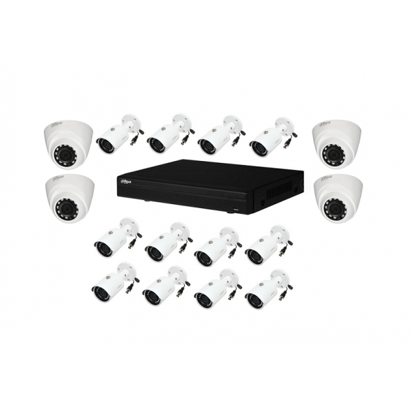 Kit supraveghere mixt 16 camere, 4 interior 1MP IR 20m si 12 exterior 1MP IR 20m, DVR 16 canale [1]