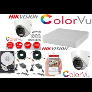 Kit supraveghere profesional Hikvision Color Vu 2 camere 5MP IR20m DVR 4 canale full accesorii cu HDD